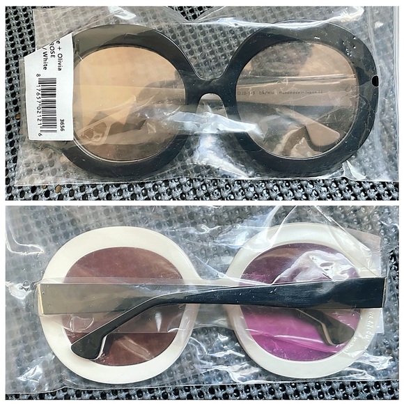 Alice + Olivia Retro Round Melrose Black Sunglasses - Picture 7 of 16